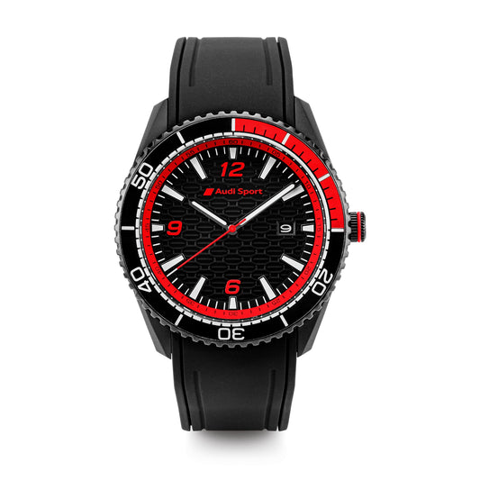 Ceas quartz Audi Sport - Negru/Rosu Diametru: 45 mm, Inaltime: 12,4 mm - Audi Shop